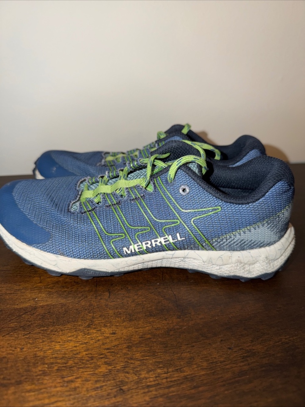 Merrell Kids Flight Trail Hiking Sneaker Shoes Blue Green Size 3